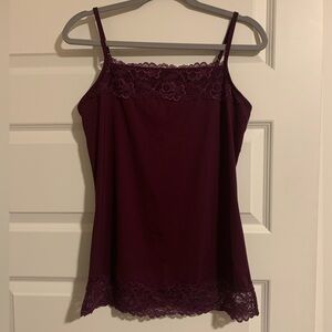 NWOT Women’s Burgundy Lace Spaghetti Strap Top